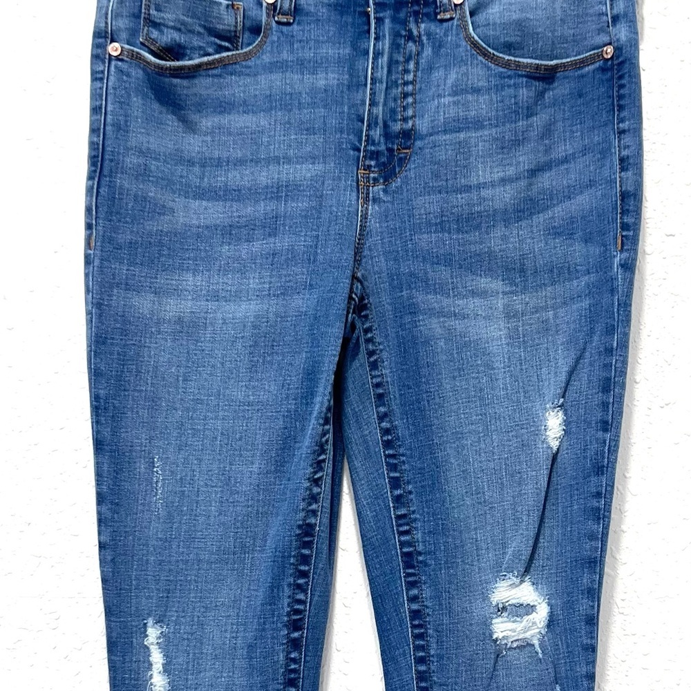 Seven7 Blue tummy less high rise Skinny Distressed Jeans 6 - Picture 3 of 7